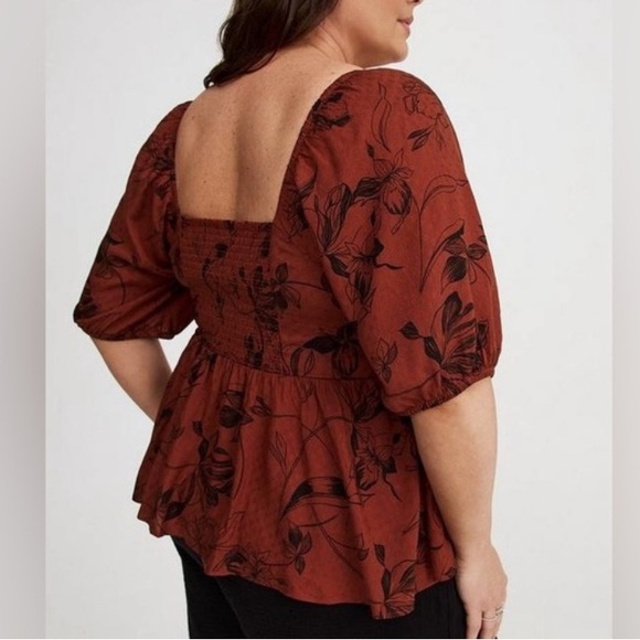 Torrid baby doll fall printed blouse sz 0 - Picture 2 of 9